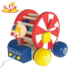 Hot Selling Educational Shape Sorter Wooden Circus Pull Along Toy For Kids W05C158